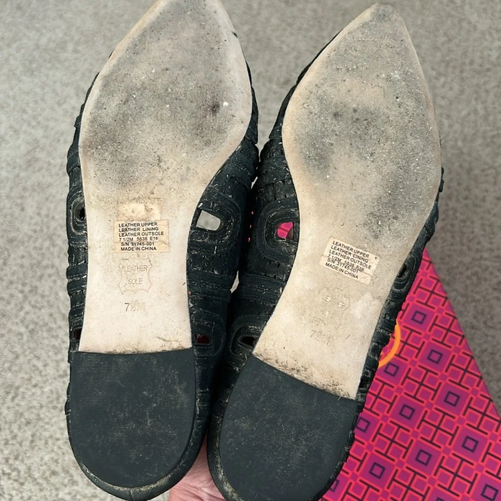Tory Burch Leyla Black Suede Flat, 7.5